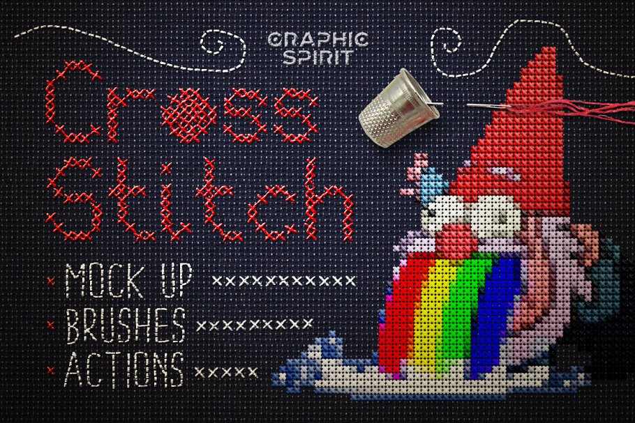 照片转十字绣缝线效果PS动作 Cross Stitch Effect For Photoshop