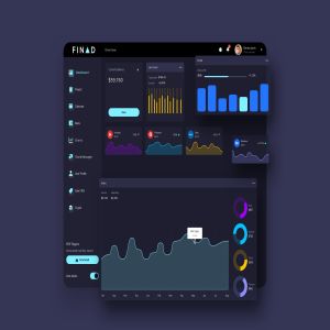 P2P网贷平台数据统计后台UI设计模板-暗黑背景 FINAD Finance Dashboard Ui Dark – P