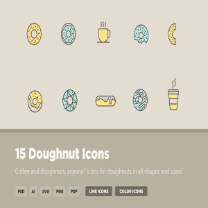 15枚甜甜圈矢量图标 15 Doughtnut Icons