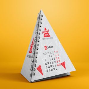金字塔日历设计效果图样机PSD模板 Pyramid Calendar Mockup