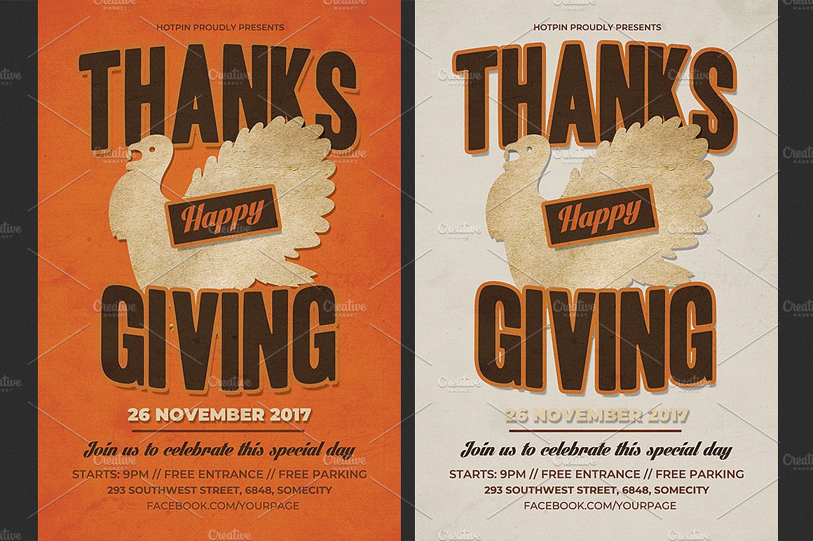 现代感恩节传单海报设计模板 Thanksgiving Flyer Template