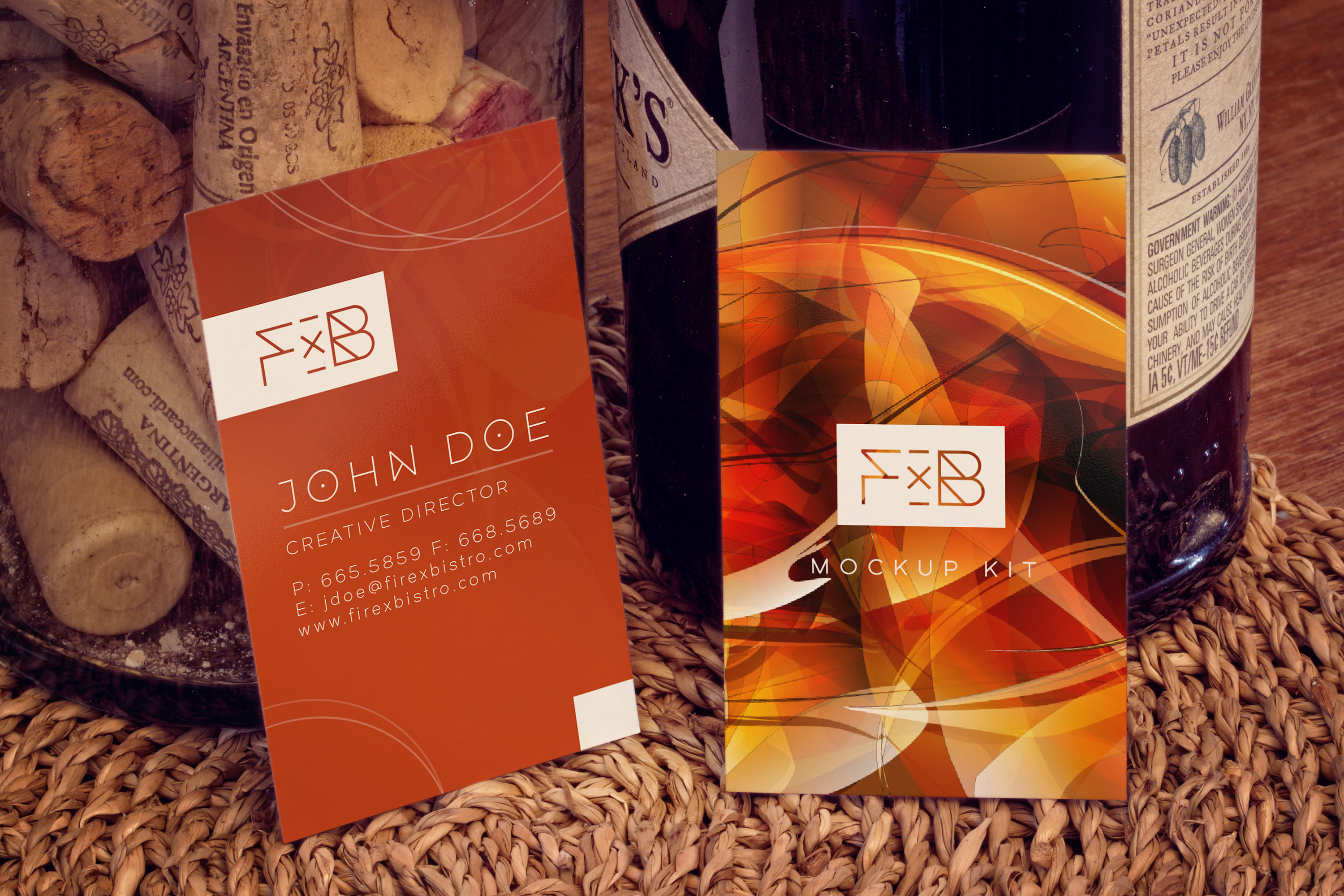 洋酒/葡萄酒品牌企业名片设计效果图样机03 Business Cards Mockup 03