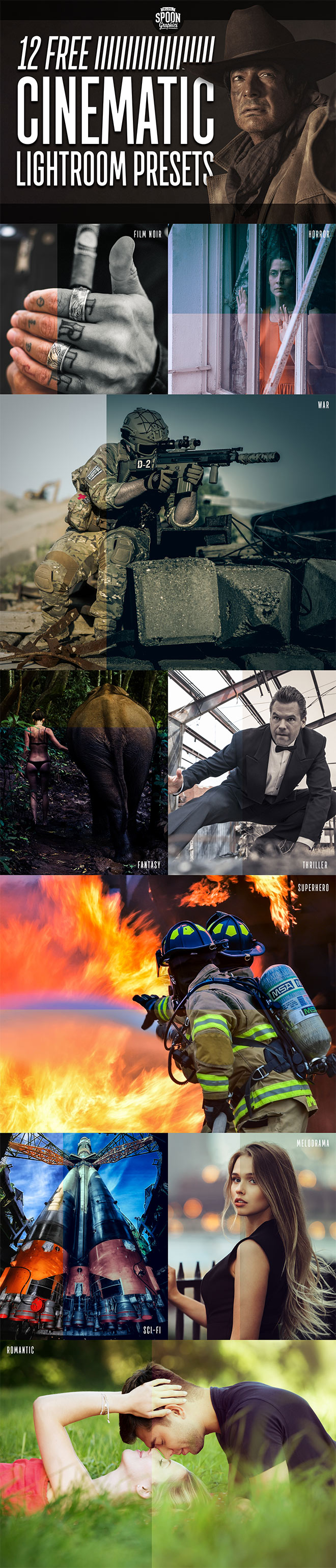 12个不同风格电影照片效果Lightroom预设 Cinematic Lightroom Presets