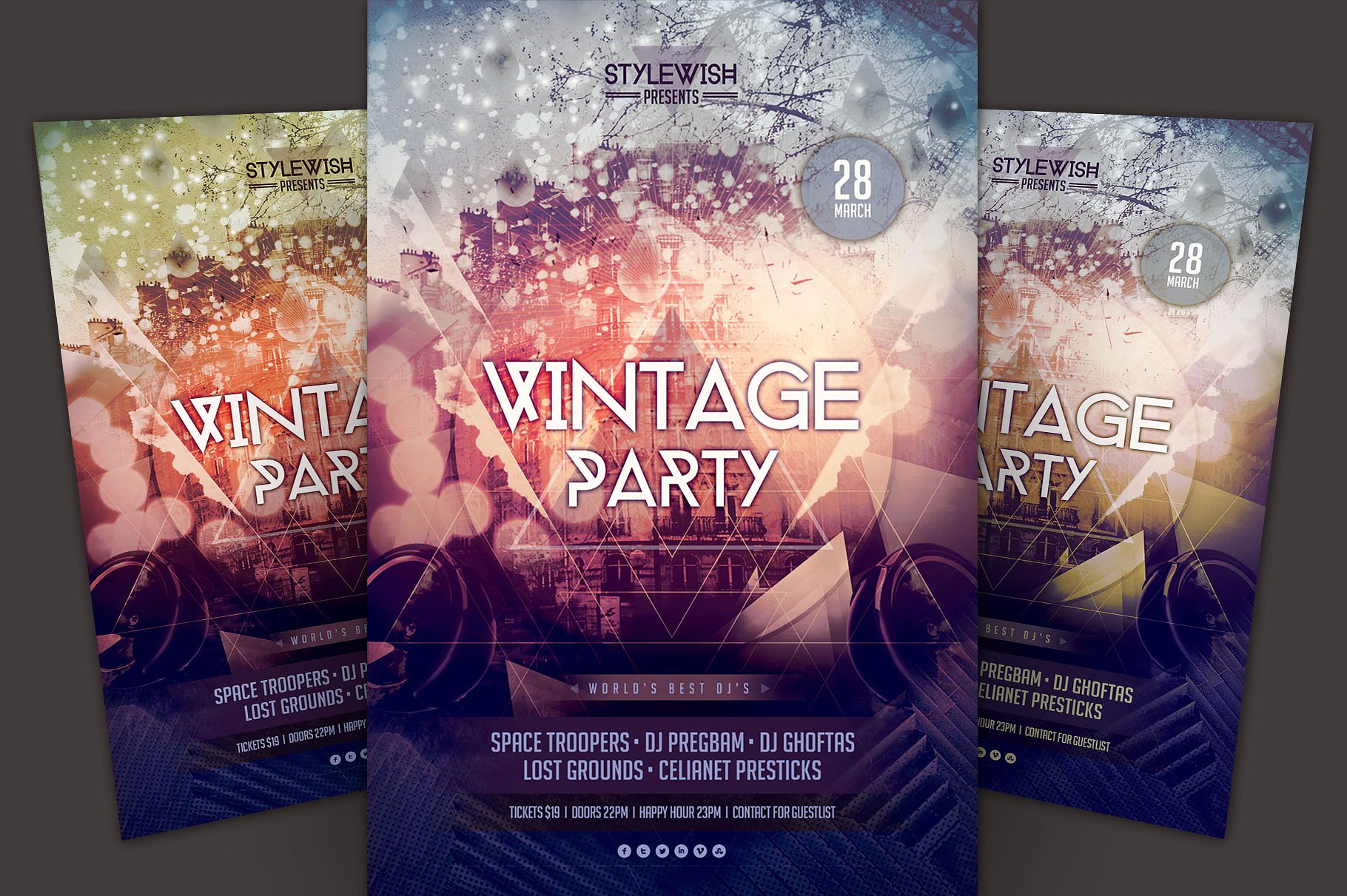 复古元素派对活动传单模板 Vintage Party Flyer Template