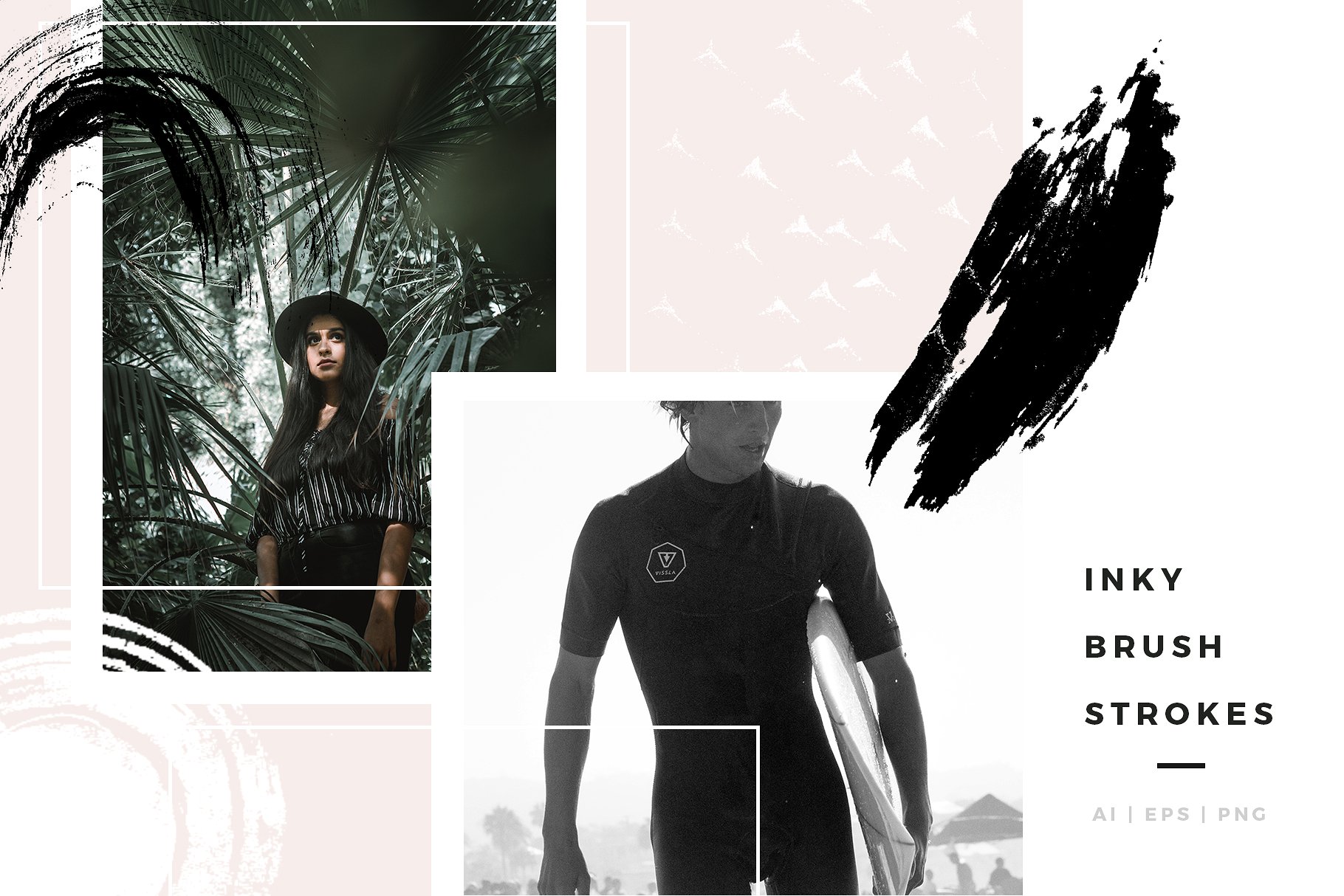 漆刷笔触PS笔刷 Inky Brush Strokes