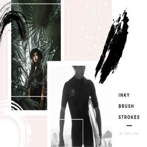 漆刷笔触PS笔刷 Inky Brush Strokes