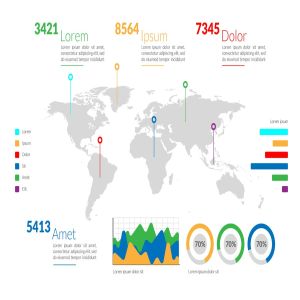 世界地图数据统计分析信息图表设计模板 World Map Infographic
