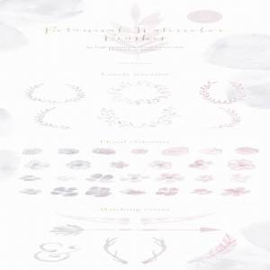 浅灰暗色调花卉元素Photoshop笔刷 Floral Watercolor Photoshop Brushes