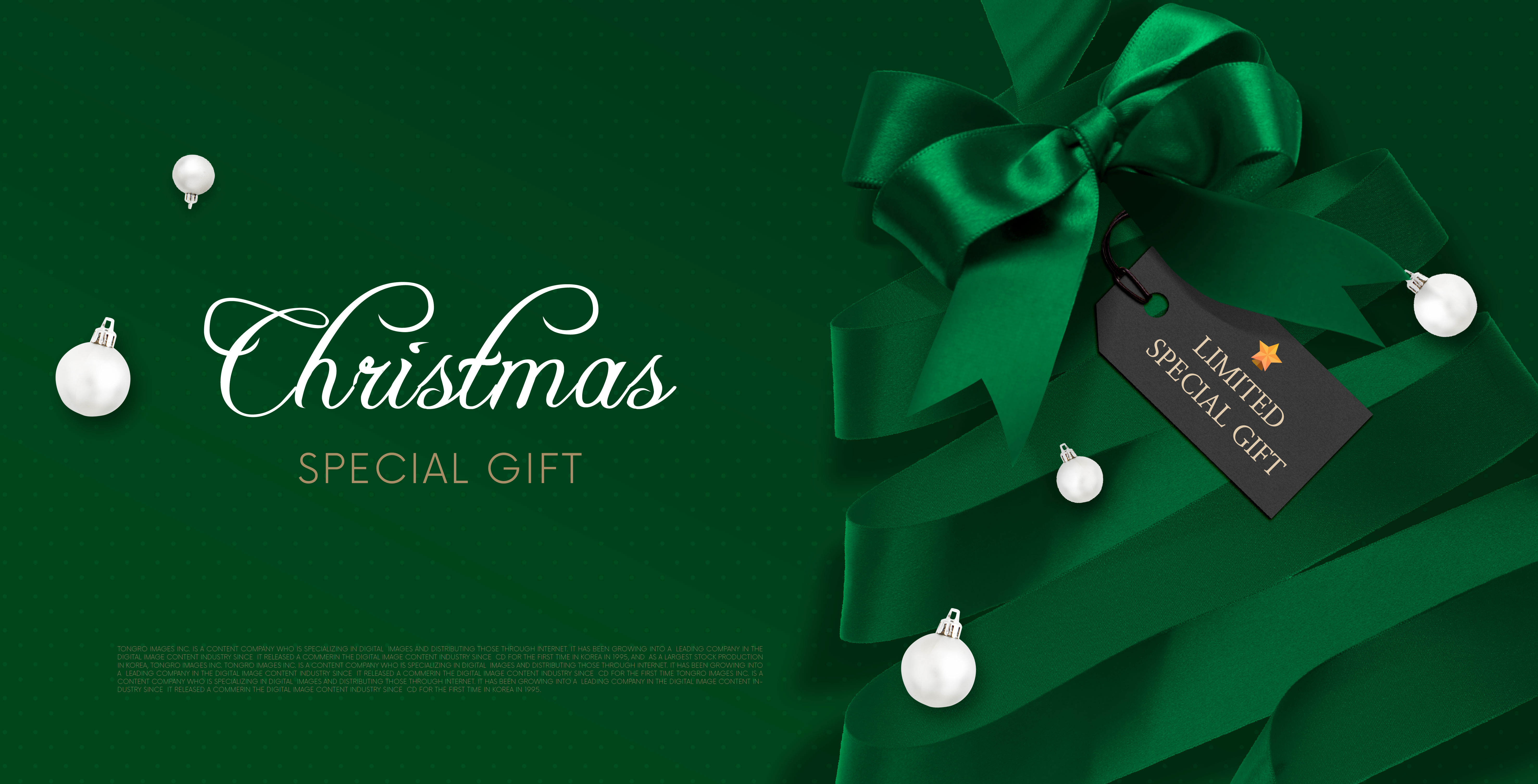 绿色丝带圣诞特别礼物海报模板psd素材