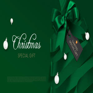 绿色丝带圣诞特别礼物海报模板psd素材