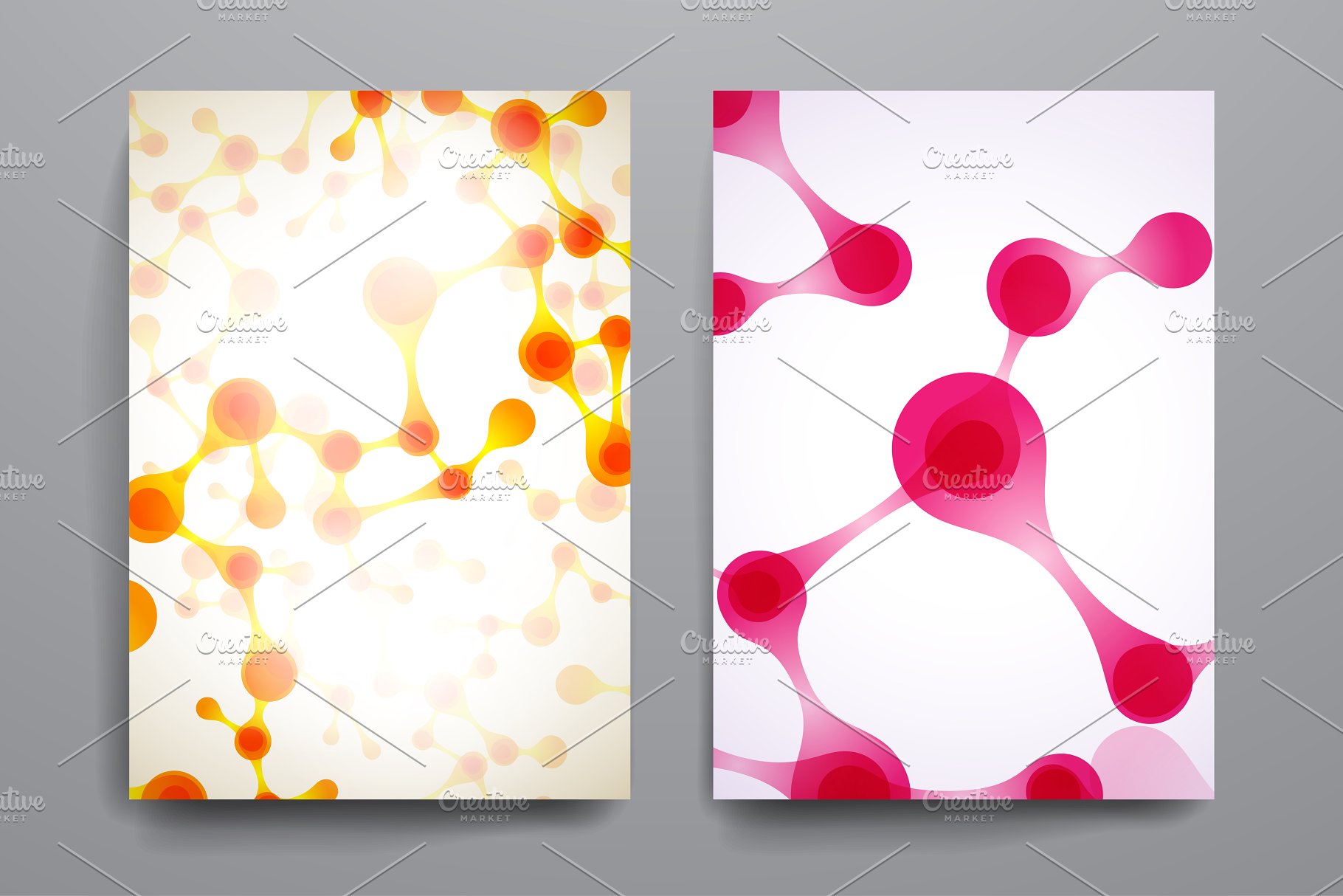 DNA图形风格小册子模板 Set of brochures in DNA style