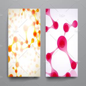 DNA图形风格小册子模板 Set of brochures in DNA style