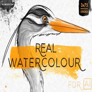 真实水彩画笔笔画AI笔刷 REAL WATERCOLOR FOR Ai