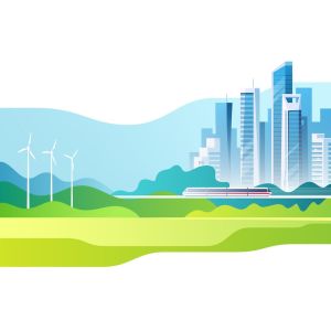 抽象城市发展景观概念插画v2 Abstract Urban Landscape