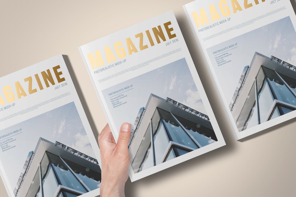 A4烫金印字杂志样机 A4 Foil Stamping Magazine Mock-Up