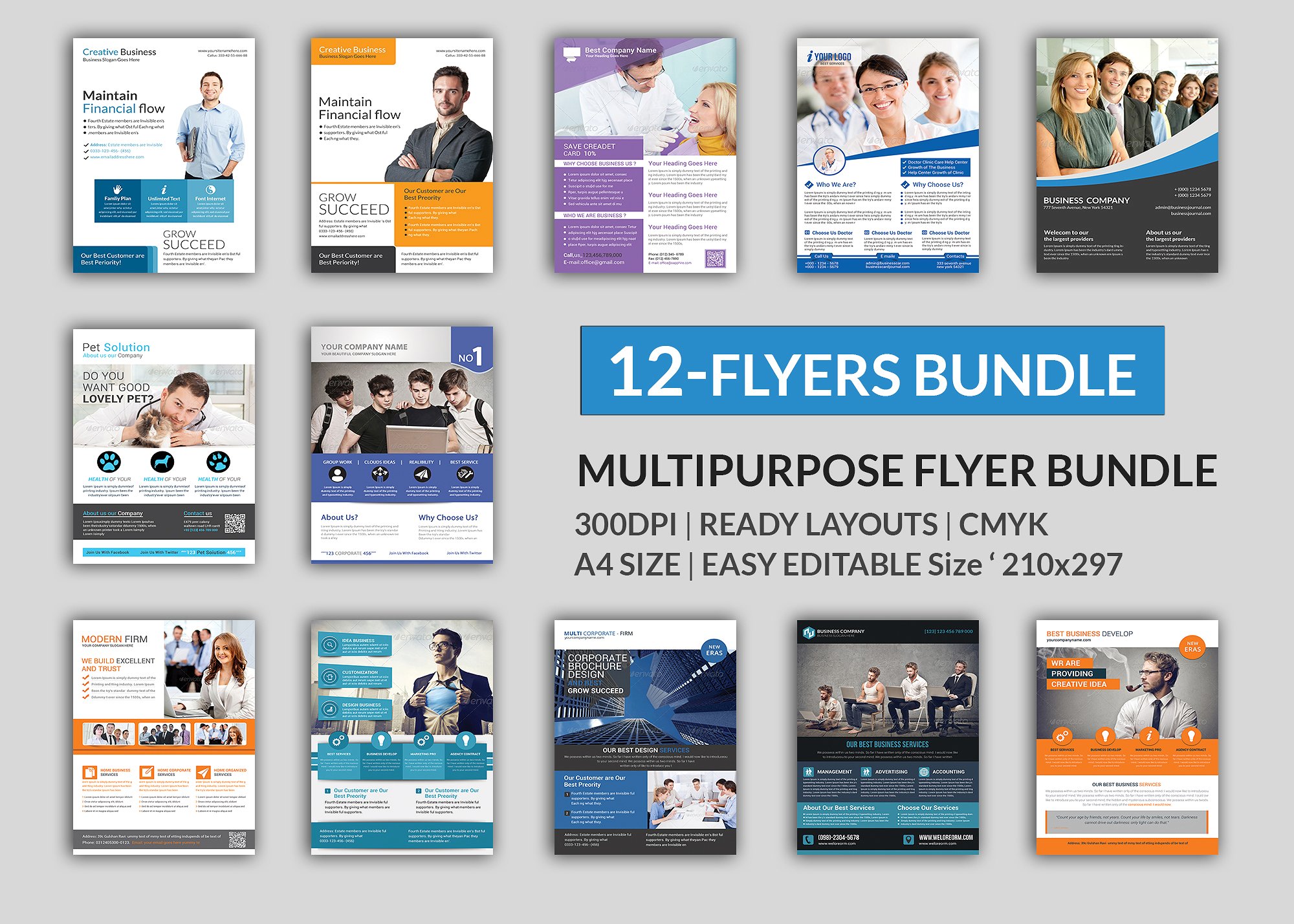 12款企业商务合作推广传单模板 Corporate 12 Flyer Big Bundle