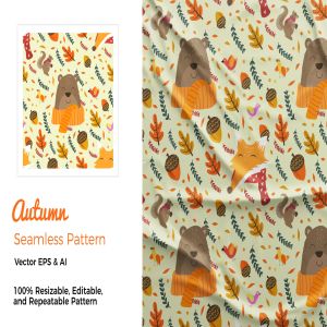 秋天元素手绘图案纹理素材 Autumn Pattern