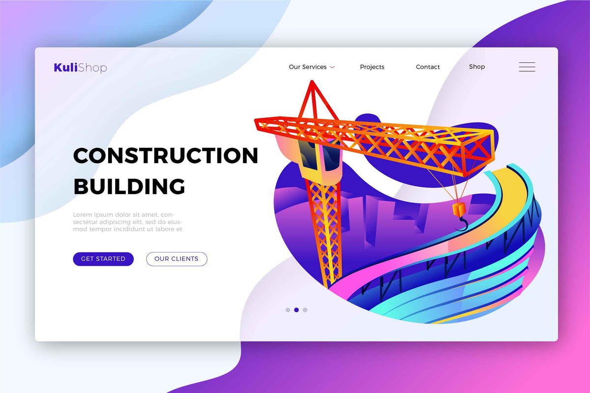 建筑行业网站设计Banner&着陆页模板 Construction Building – Banner & Landing Page