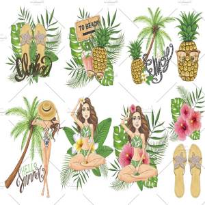 夏日时光手绘插画设计元素合集 Summer Time Collection