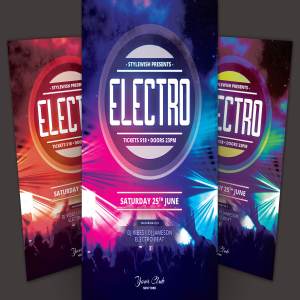 夜总会电音活动宣传传单模板 Electro Flyer Template