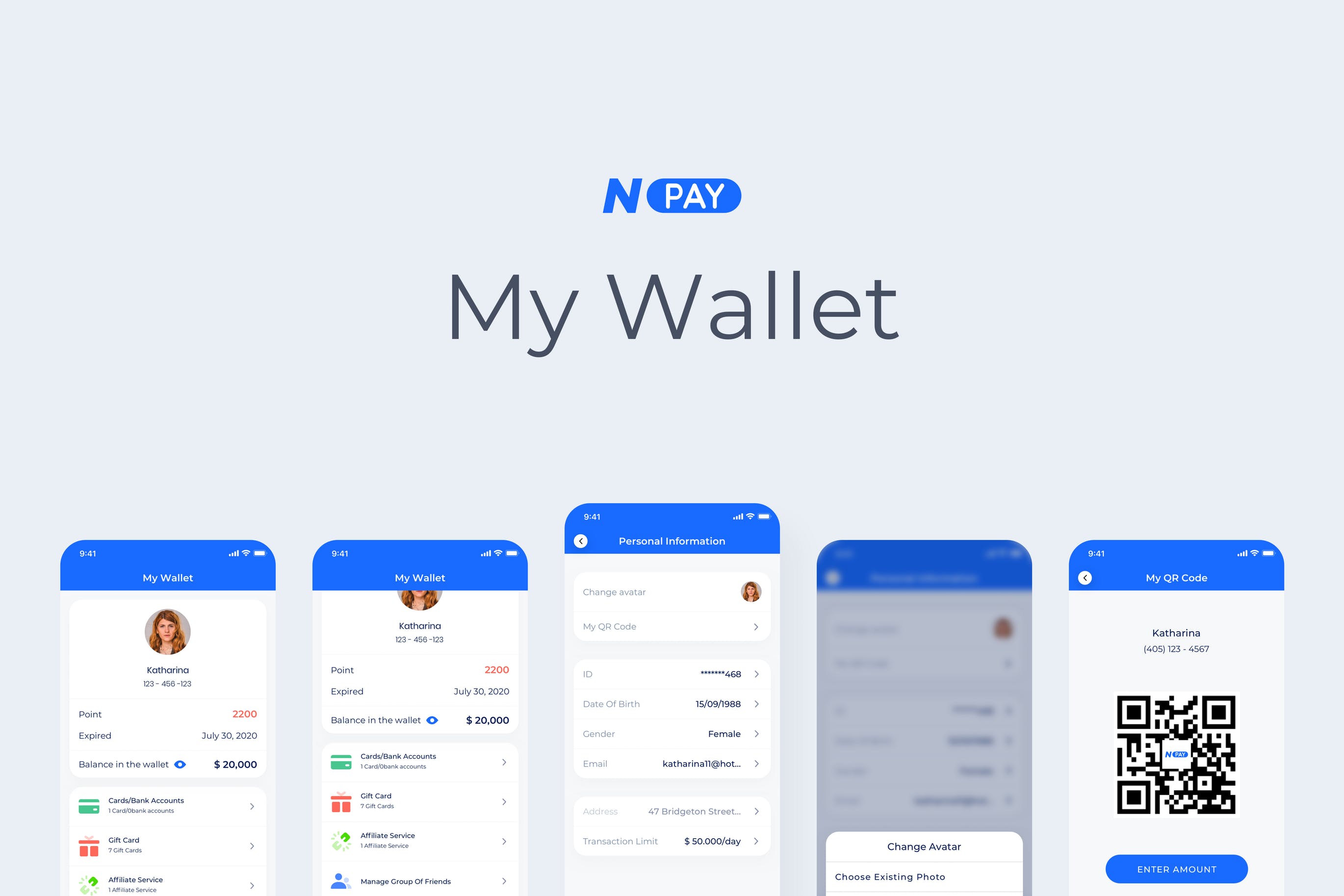 电子钱包APP应用UI设计之我的钱包界面设计模板 My Wallet – Wallet Mobile UI – N
