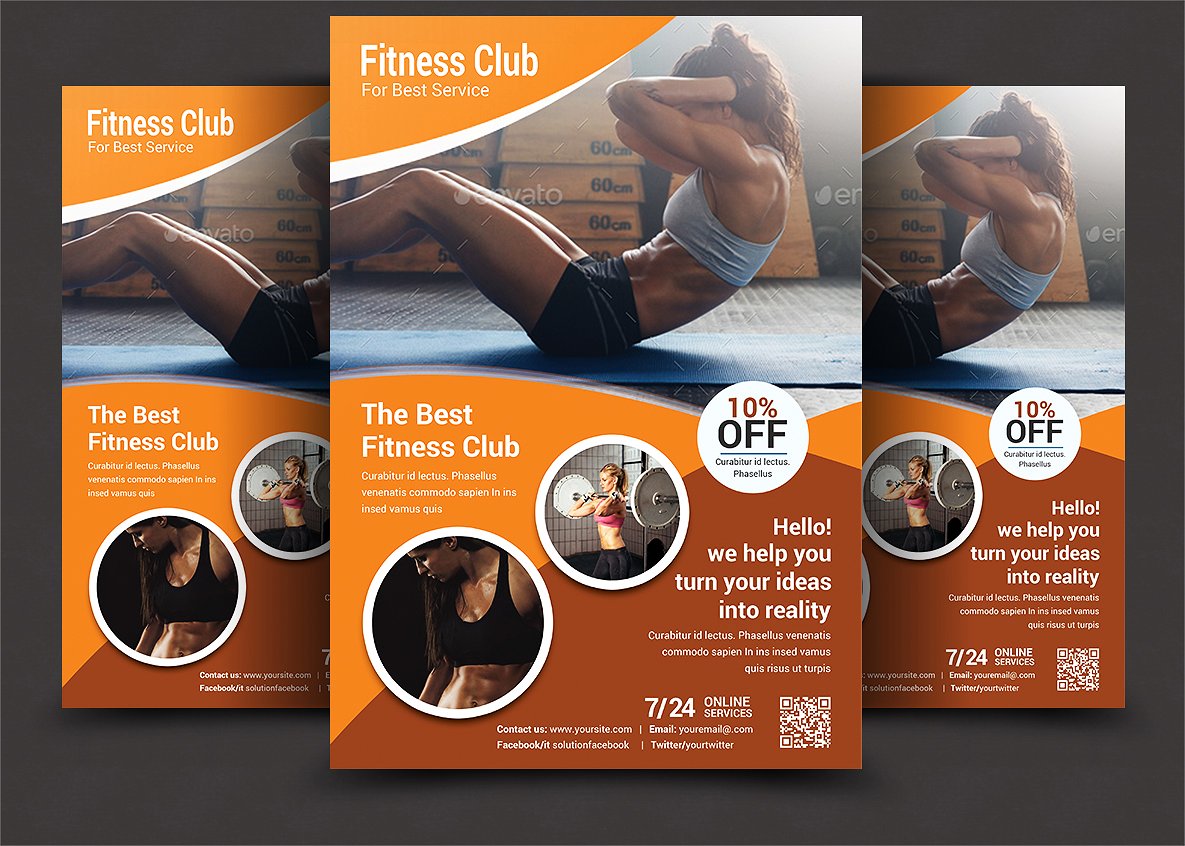 健身私教课程海报设计模板 Fitness Flyer