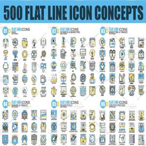 500枚扁平化线条图标 Pack Flat Line Icons