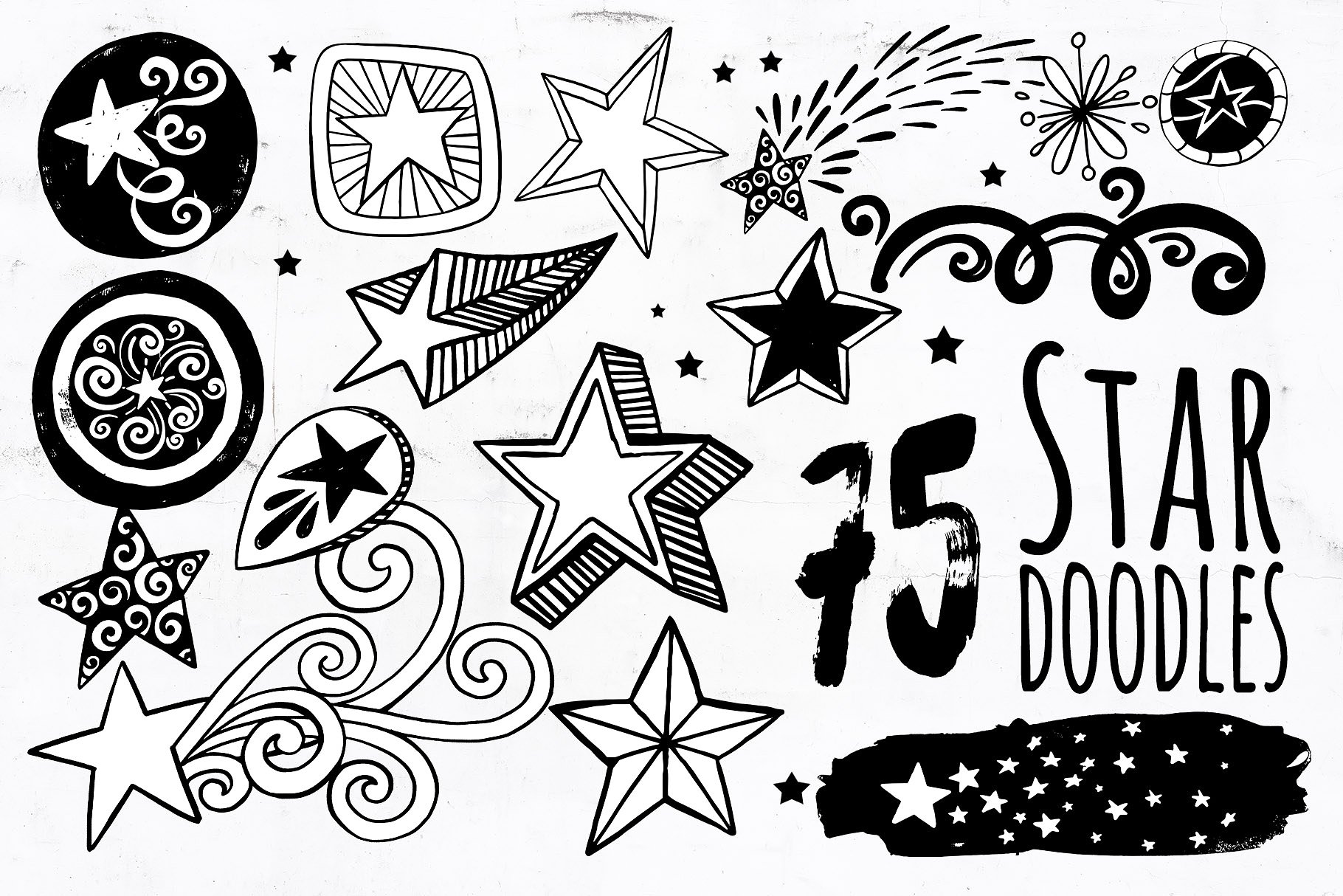 星星涂鸦图案剪贴画 Star PNG Vector, Star Doodle ClipArt