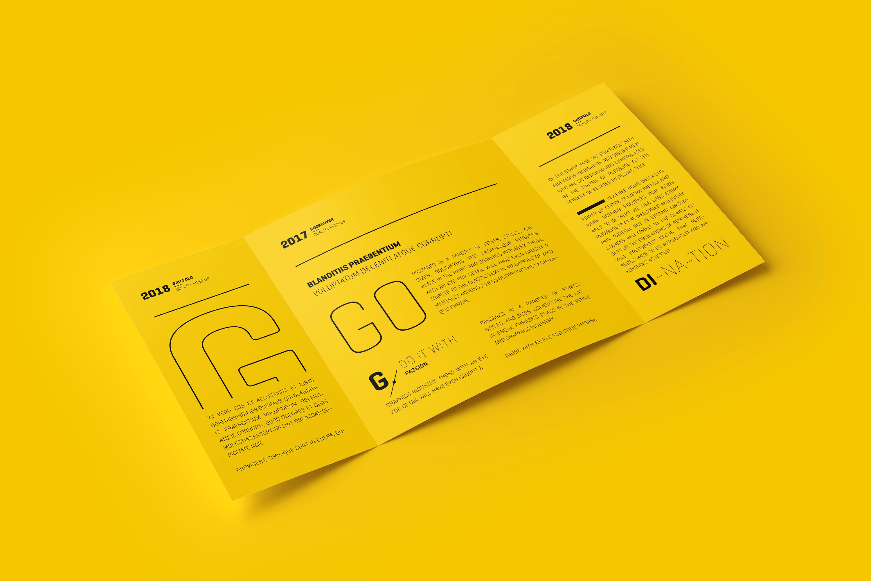 方形折页小册子展示样机下载 Square Gatefold Brochure Mockup-[psd]
