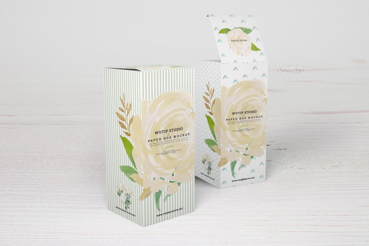 包装外观设计演示包装纸盒样机V4 Paper Box Mockup 04