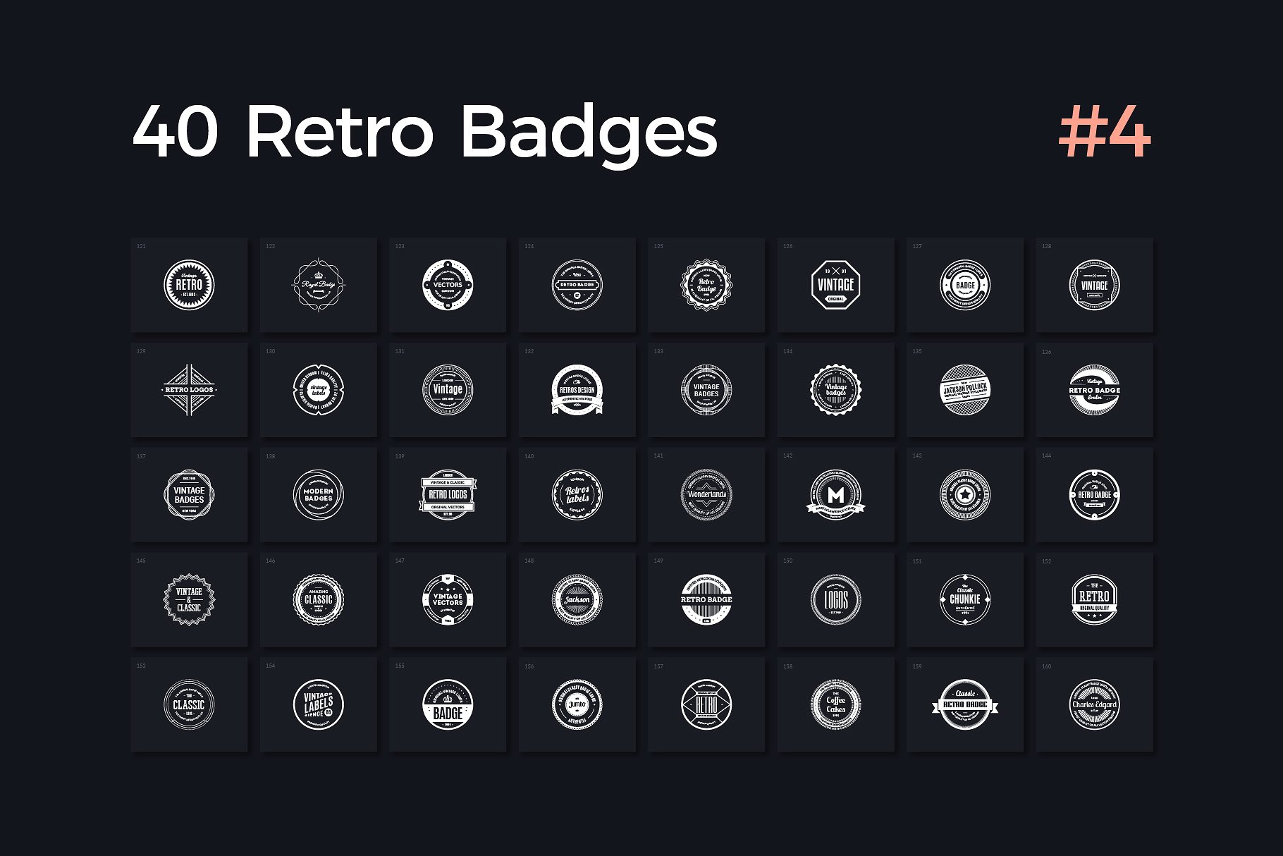40款圆形复古徽章模板 Vol. 4 40 Retro Badges Vol. 4