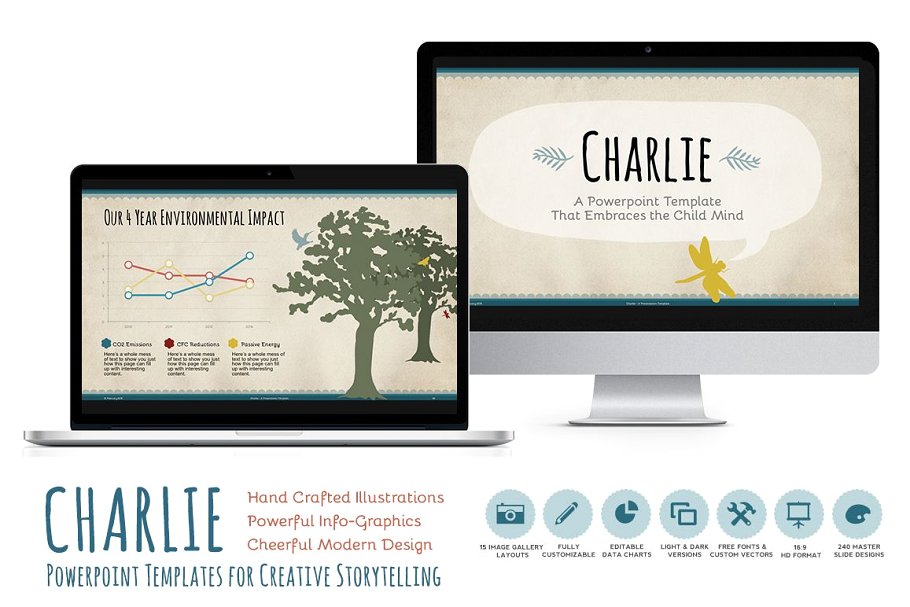 儿童主题PPT幻灯片模板 Charlie Powerpoint Template