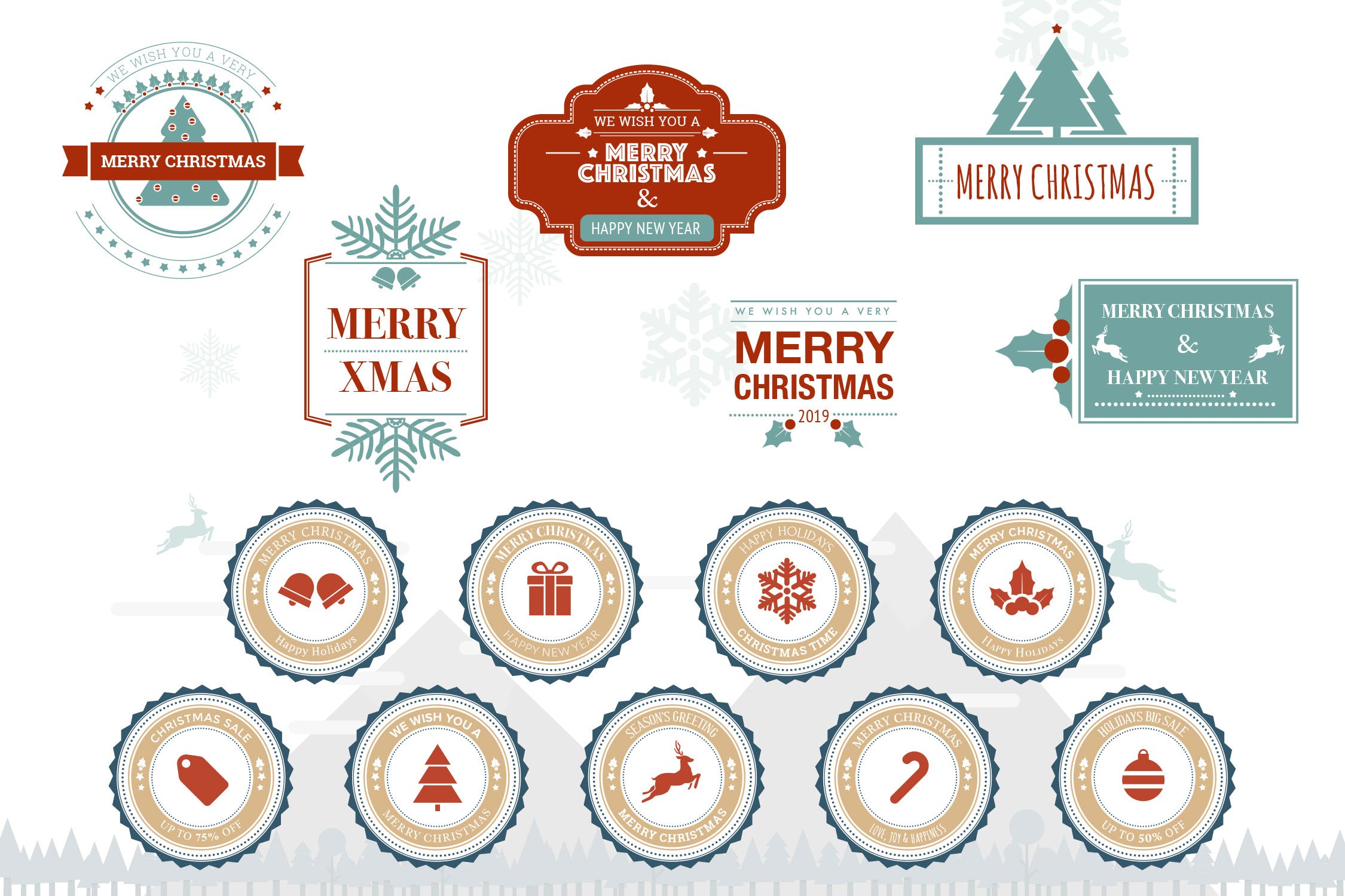 圣诞节主题徽章矢量设计图形 Christmas Badge