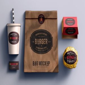 快餐品牌VI设计效果图样机模板 Fast food branding mock-up