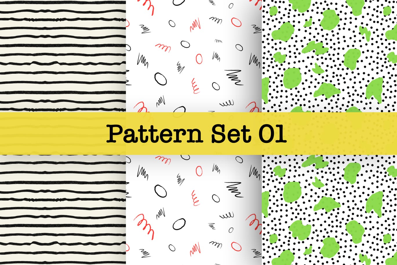 手绘图案矢量图案纹样设计素材v1 Hand-drawn Pattern Set 01