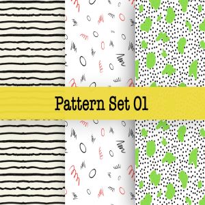 手绘图案矢量图案纹样设计素材v1 Hand-drawn Pattern Set 01