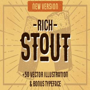 复古英文字体+50矢量对象 STOUT • New Version!