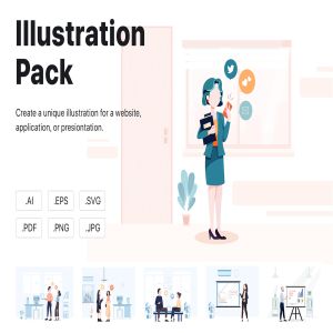 商业&办公室场景矢量插画素材v1 Libra – Business Illustration Pack
