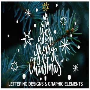 艺术手绘圣诞字母祝语引语剪贴画 Christmas Lettering Quotes & Clipart