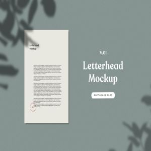 企业信纸信头设计展示植物阴影背景样机v01 ADL – Letterhead Mockup.v01