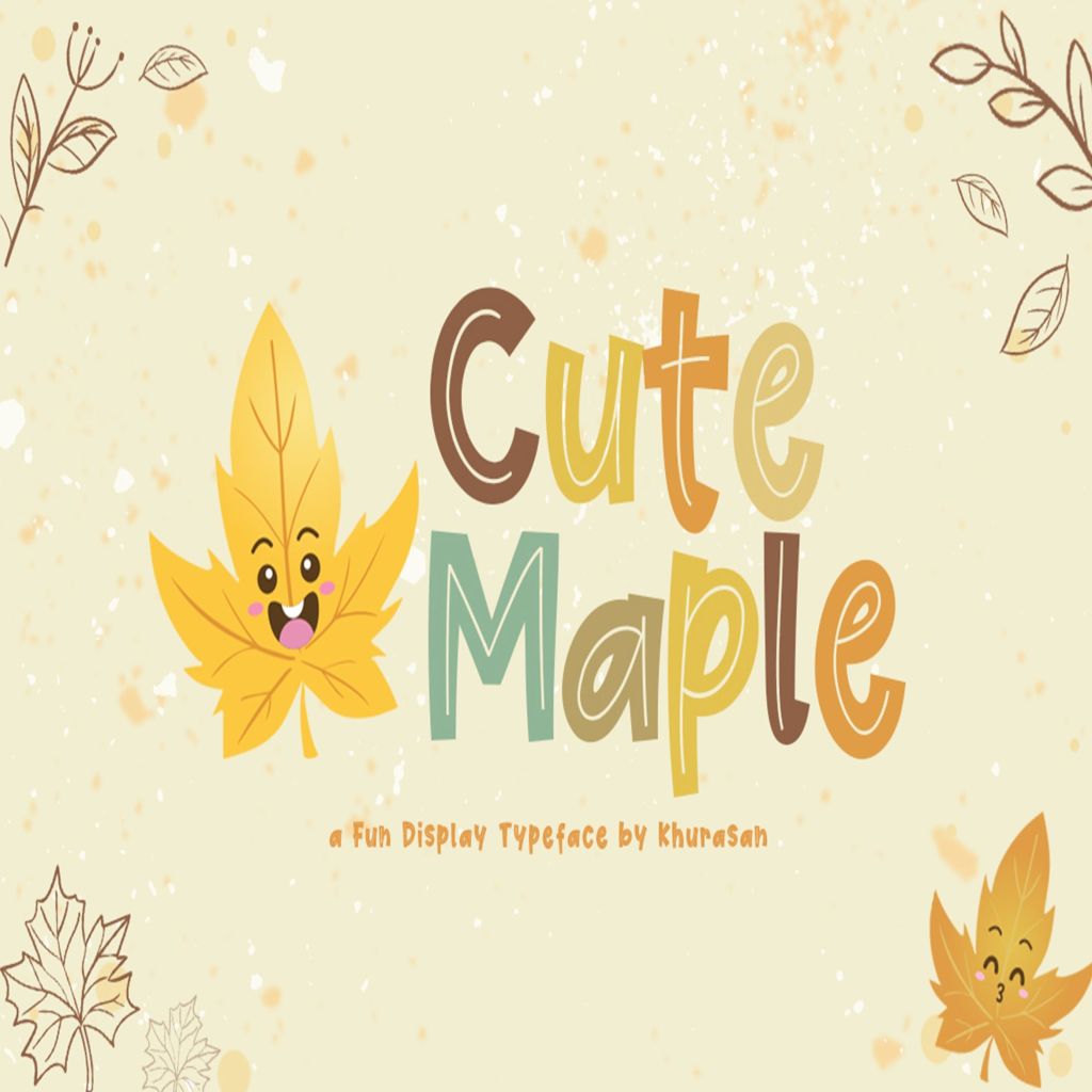 可爱风格枫叶装饰设计英文无衬线字体cute Maple Font 一流设计网