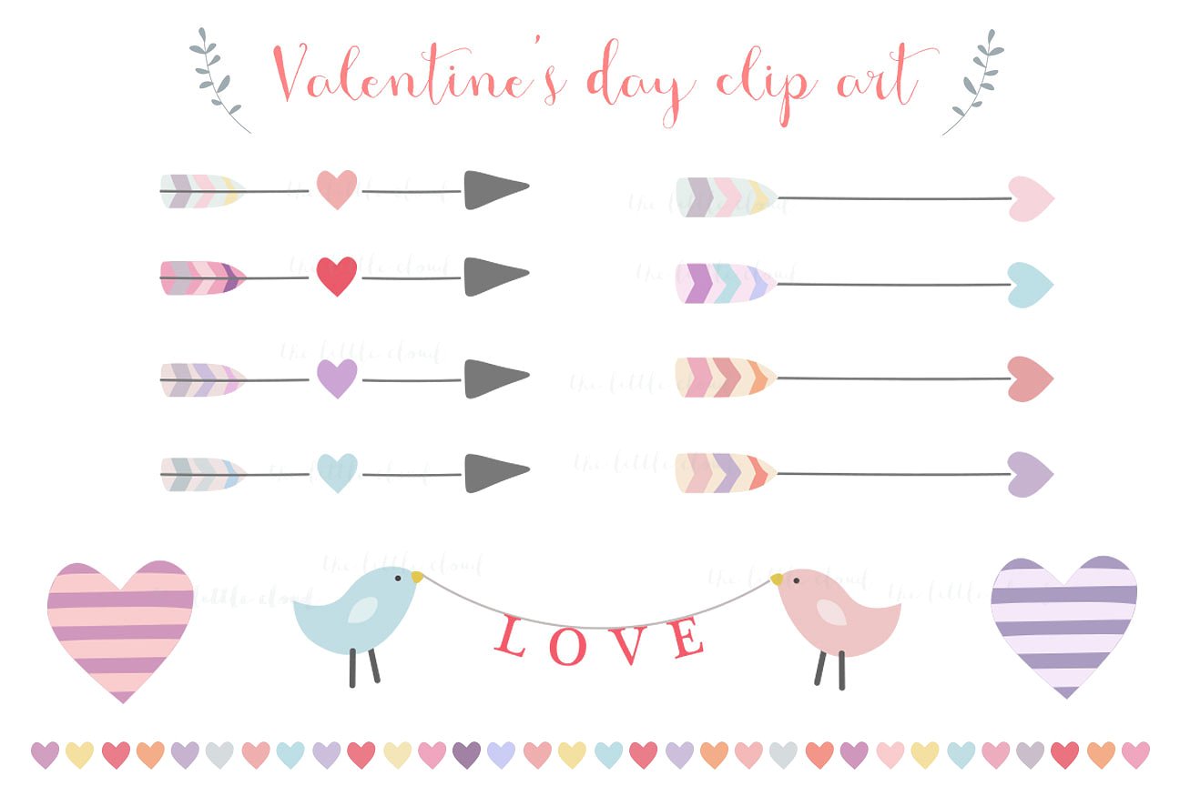 箭头+爱心艺术剪贴画 Arrows and hearts love clip art