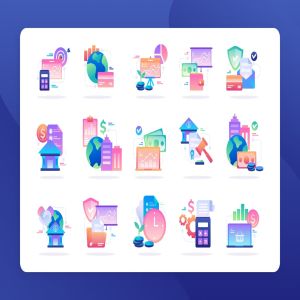 金融财务主题矢量图标素材 Finance – Icon Illustration