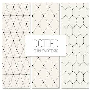 点与线的巧妙结合无缝纹理 Dotted Seamless Patterns. Set 6