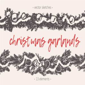 无缝的圣诞装饰花环素材 Endless Christmas garlands插图1