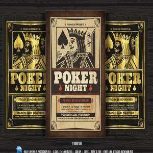 扑克爱好者之夜活动传单模板 Poker Night Flyer Template