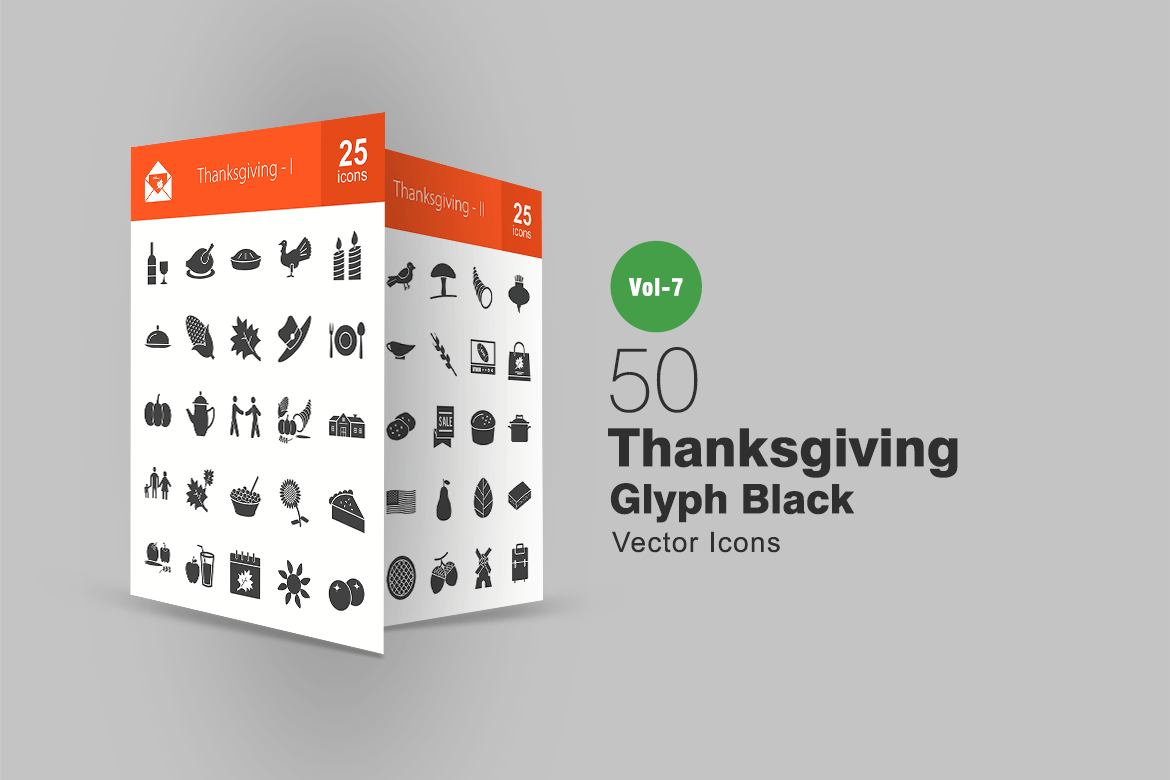 50个感恩节矢量符号图标素材 50 Thanksgiving Glyph Icons