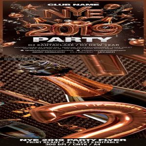 2019新年派对海报–铝箔气球主题 NYE 2019 Party [psd]