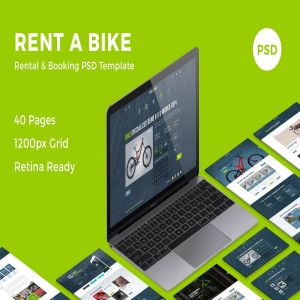 共享单车网页设计PSD模板 Rent a Bike – Rental & Booking PSD Template