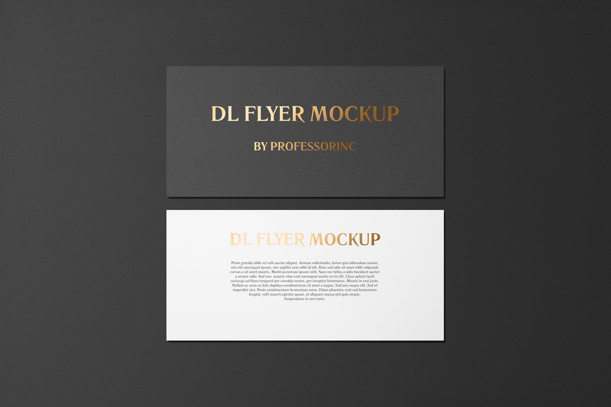 高端烫金DL传单铝箔冲压样机模板 DL Landscape Flyer With Foil Stamping Mockup